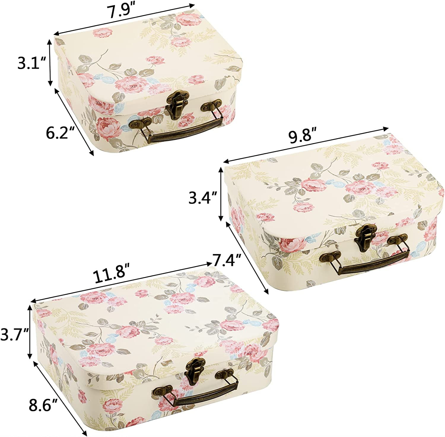 Paperboard Suitcases Storage Box Decorative Boxes Storage Gift Boxes With Lids for Photo Storage Home Decoration, Wedding, Birthday, Anniversary, Light Yellow