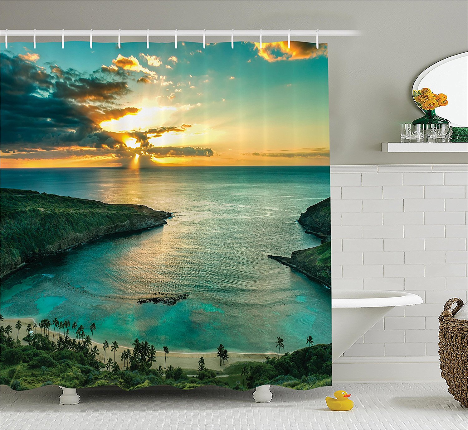 Ocean Shower Curtain Set Hawaiian Decor By Sunrise Over Hanauma