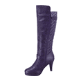 thumbnail image 4 of Women's Ladies Fashion High Heel Zip Round Toe Casual Dress Heel Boots Shoes (Purple, 8), 4 of 5