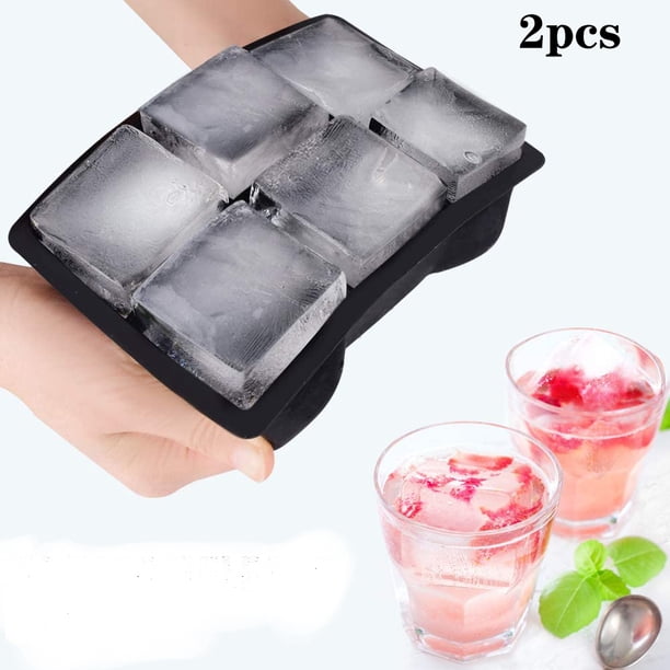 2 Bandejas De Cubitos De Hielo Con Tapa De Plástico Duro - Silicona Alimentaria, Fácil Extracción (10x6.7x3.5cm)
