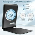 thumbnail image 6 of Rechargeable Travel Makeup Mirror, Vanity Mirror with 80LEDs, 3 Color Lighting, 2000mAh Battery, Portable Ultra Slim Lighted Makeup Mirror, Gift for Women (Black), 6 of 6