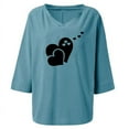 thumbnail image 5 of YUNAFFT Womens Tops Casual Loose Fashion Women's Fashion Printed T-shirt Cotton 3/4 Sleeves Blouse V Neck Casual Tops On Sale, 5 of 5