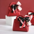 thumbnail image 5 of Angfeng Leather Gift Bags Bow Ribbon Packaging Bag Wedding Favour Distributions Bags Eid Mubarak Candy Packaging Box Mini Handbag(Orange), 5 of 8