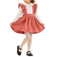 thumbnail image 2 of Auroural Toddler Girls Ruffle Strap Suspender Skirt Kids A Line Flared Pinafore Skirt for Daily Wear Multiple Solid Colors, 2 of 9