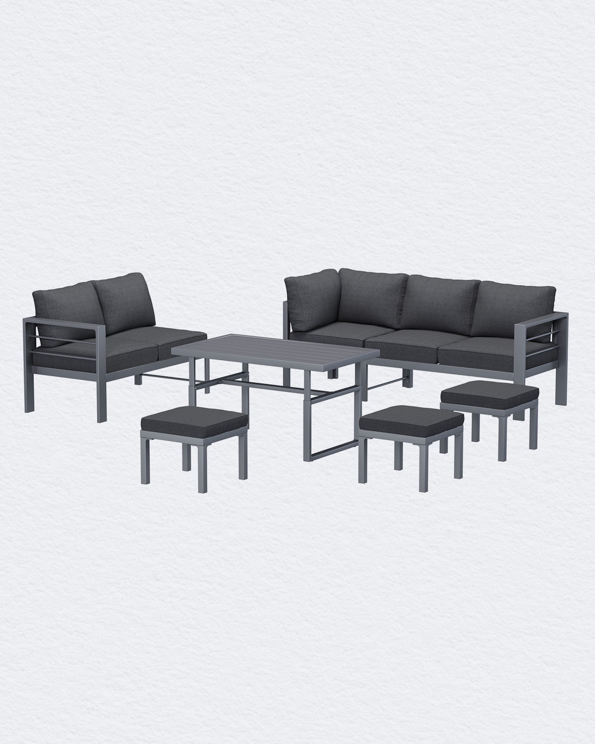 AECOJOY Outdoor Furniture Sets Clearance, Aluminum Patio Furniture Sets on sale, Metal Patio Sets, Outdoor Conversation Sets, Outdoor Sectional Sofa for Lawn, Dark Grey