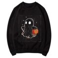 thumbnail image 4 of CLOISE Halloween Womens Sweatshirt Fashion Ghost Graphic Pullover Sweatshirts Fall Long Sleeve Crew Neck Hoodies Shirts Casual Tops Festival Party Outfits Black XL Treat, 4 of 5
