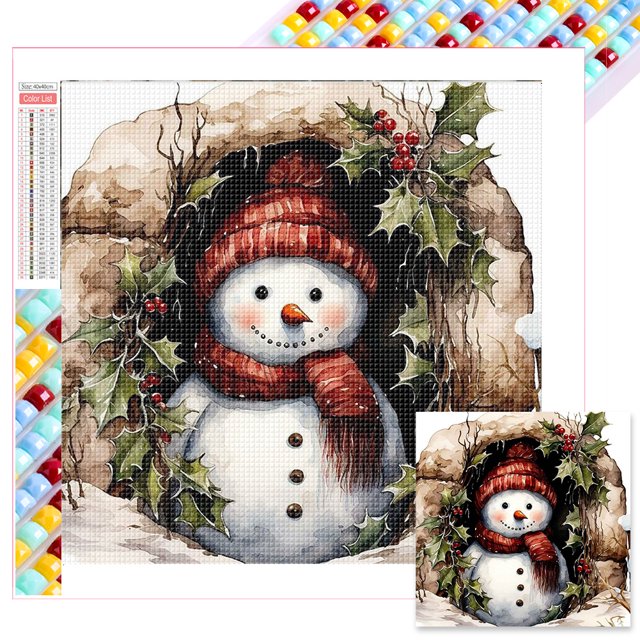 Kit Con Cuentas Cuadradas 5D DIY Muñecos Nieve Del 45x45cm
