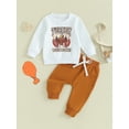thumbnail image 2 of Liacowi Infant Newborn Baby Boys Thanksgiving Outfits Set Long Sleeve Turkey Print Sweatshirt Drawstring Pants Sets 3M 6M 12M 18M 3T Toddler Boys 2 Piece Fall Winter Clothes, 2 of 8