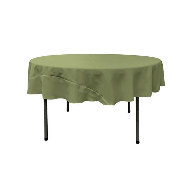 LA Linen TCpop72R-SageDrkP39 Nappe en Popeline de Polyester, Sauge Foncée - 72 Po. Ronde