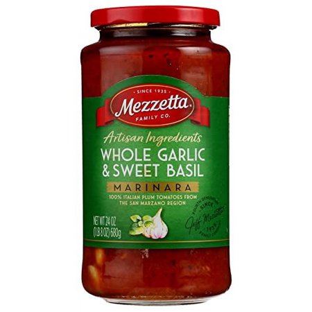 Mezzetta Artisan Whole Garlic and Sweet Basil Marinara Pasta Sauce, 24 Ounce (Pack of 6)