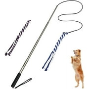 POPETPOP Dog Outdoor Toy Extendable Teaser Wand Outside Interactive Fun Toys with 2 Rope Chew Play Toys for Training Exercise (Size L)