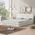 thumbnail image 2 of Euroco Upholstered Queen Size Platform Bed with Tuft Headboard, White, 2 of 11