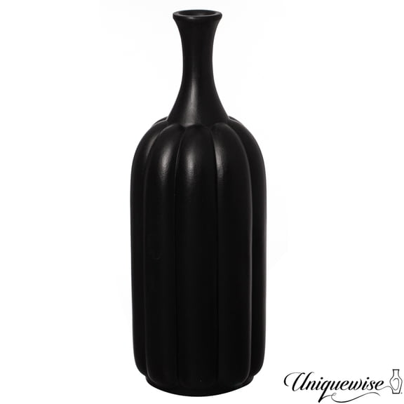 Uniquewise 35" Tall Fiberglass Floor Vase Modern Flower Holder for Pampas Grass Fake Plants & Floral Arrangements Decorative Accent for Living Room Home Office, Black