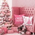 thumbnail image 2 of 16x16 Pink Christmas Pillow Covers Set of 4, Christmas Decorations Pillowcase, Winter Decorative Pillow Case, Merry Christmas Tree Cushion for Indoor Home Bedroom Sofa Xmas Couch Decor, 2 of 6