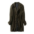 thumbnail image 3 of UVEASISHA Big and Tall Peacoat Men Loose Fit Casual Single Breasted Long Trench Coats Winter Warm Wool Blend Notched Collar Overcoat with Pockets Army Green 3XL, 3 of 5