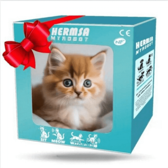 Realistic Robot Kitty Cat Electronic Interactive Pet Plush Toy, Cute Moving Cat for Kids, Gift for Christmas Birthday, Ages 4  Months