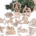 thumbnail image 4 of 10 piezas de copos de nieve de Papá Noel, alce, rodajas de madera hechas a mano, grafiti, regalo de Navidad, adornos de madera, decoraciones para Navidad, 4 of 5
