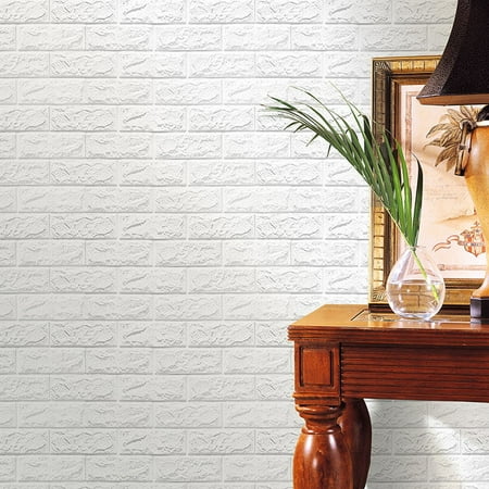 Pink Toile Wallpaper - 1PC PE Foam 3D Wallpaper DIY Wall Stickers Wall Decor Embossed Brick Stone Green