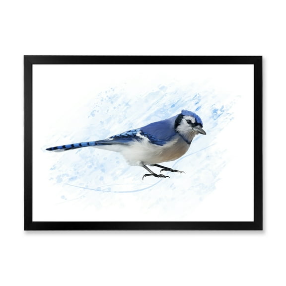 Designart 'Ancient Blue Jay Bird' Traditional Framed Art Print
