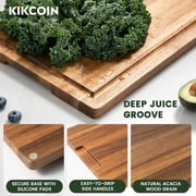 Kikcoin Acacia Wood Cutting Board, Cutting Board Set of 3 with Juice Groove, Wooden Chopping Boards for Kitchen, for Meat & Vegetables