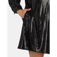 thumbnail image 3 of Terra & Sky Black Label Women's Plus Size Mini Sequin Shirt Dress, 0X-5X, 3 of 4