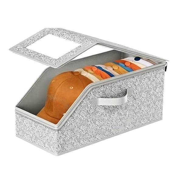 Multifunctional Foldable Dust Hat Storage Box, Stackable Hat Storage for Baseball Caps, Cowboy Ha Boxes Sorage, for Closet with Clear Lid