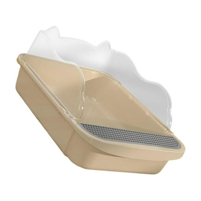 fastboy Bac à Litière Semi-Fermé pour Chat Bac de Toilette Profond Litière Litière Plateau pour Minou 43x28x18cm Kaki