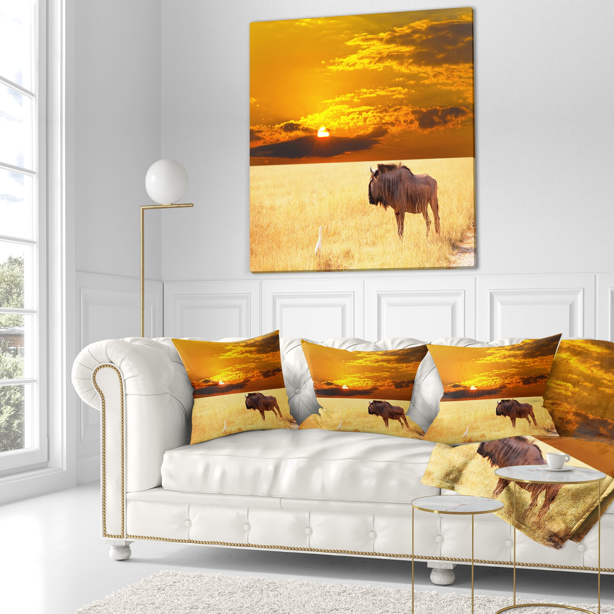 Designart 16" x 16" Yellow Polyester Throw Pillow