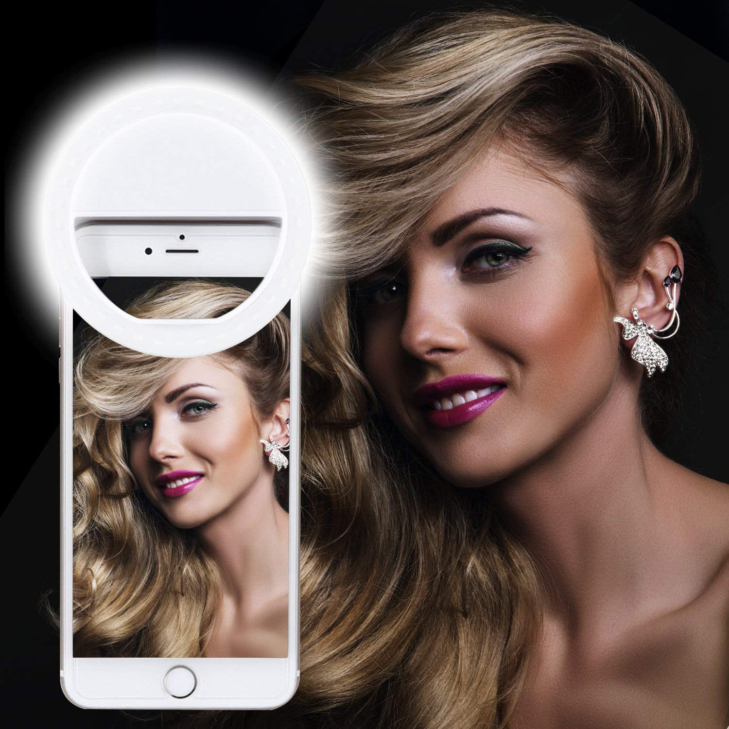 Phone Ring Light Selfie Ring Light With 36 LED Bulbs Portable Selfie Lights for Live Stream and Makeup Pink