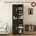 thumbnail image 6 of DIYART High Glossy Slim Bathroom Cabinet. 71" Tall Storage Cabinet with Drawer and Adjustable Shelves, Narrow Linen Cabinet for Bathroom, Laundry, and Living Room, Black, 6 of 7