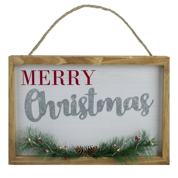 Northlight 12" LED Lighted 'Merry Christmas' Framed Wall Sign with Pine
