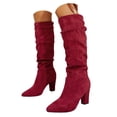 thumbnail image 3 of YLYL Suede Knee High Boots for Women Slouchy Chunky High Heel Pointed Toe Pull on Fashion Riding Long Boots, 3 of 9