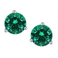 thumbnail image 2 of Star K� Round 6mm Simulated Emerald Three 3 prong Martini Screw back Stud earrings, 2 of 9