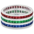 thumbnail image 3 of Princess-Cut Emerald Eternity Ring Band 14k White Gold (1.36ct), 3 of 5