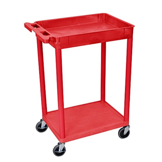 luxor multipurpose top tub and bottom flat shelf utility cart red