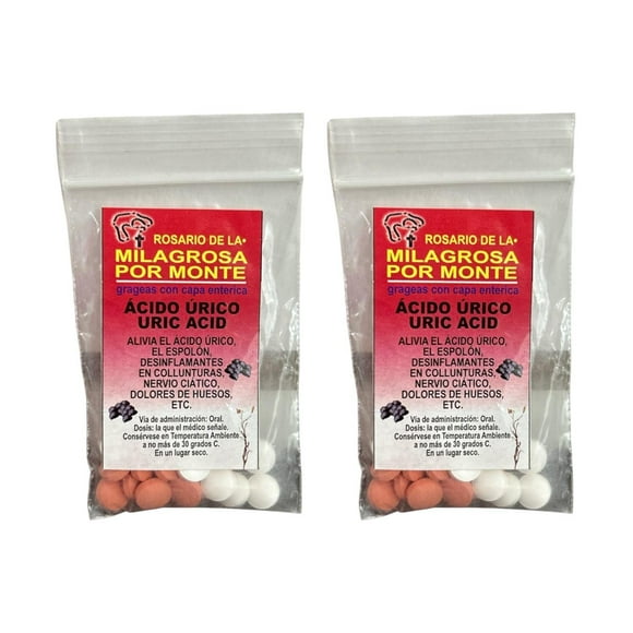 Pack 2 Rosario De La Milagrosa Ácido Úrico 20 Tab Sin Sabor