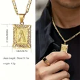 thumbnail image 2 of HIJONES Men's Women's Copper Square Capital Monogram Necklace Alphabets from A-Z Classic Simple Letter Pendant Couple Jewelry Gift Gold Letter P, 2 of 6
