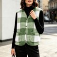 thumbnail image 3 of Cmfcve Women's Plus Size Plaid Fleece Vest Button Down Sleeveless Warm Jackets Fall Winter Casual Outerwear, 3 of 5