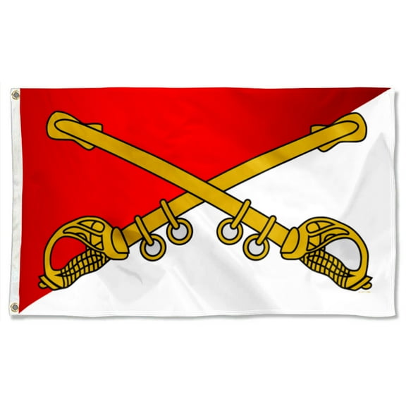 Cayyon Cavalry Branch Diagonal Original Flag 3x5Feet Military Banner with 2 Brass Grommets