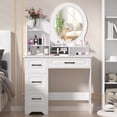 thumbnail image 3 of Aruwei Large Makeup Desk with Mirror, Vanity Desk with Storage Shelves, 4 Drawers, LED Light, Bedroom Dressing Table, 3 of 8