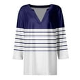 thumbnail image 5 of ZyeKqe Womens Tops Casual V Neck Shirts Striped Fall Top Tees Plus Size Loose Fitting Blouses, 5 of 6