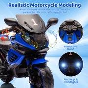 Shininglove 6V Kids Motorcycle with Training Wheels, Electric Ride-On Toy with Music & Headlight, Toddler Bike Gifts for Boys Girls Ages 3-6