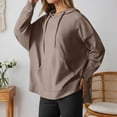 thumbnail image 4 of Clothes for Women Women's Solid Sweatshirt A Fashionable And Casual Solid Color Hooded Top With A Short Front And Long Back, 4 of 5