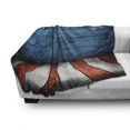 thumbnail image 3 of Prehistoric Country Soft Flannel Fleece Throw Blanket, Rustic Empty Wooden Pattern Interior American Flag Design, Cozy Plush for Indoor and Outdoor Use, 60" x 80", Pale Grey Blue Orange, by Ambesonne, 3 of 6