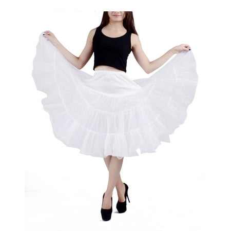 Women's Plus Size Petticoat Vintage Swing Dress Underskirt Tutu Skirt (2XL-3XL, White)