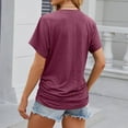 thumbnail image 6 of YOUSNH 2024 Spring/Summer New Solid Round Neck Loose Short Sleeved T Shirt Top for Women Womens Tops 2024 Red M, 6 of 6