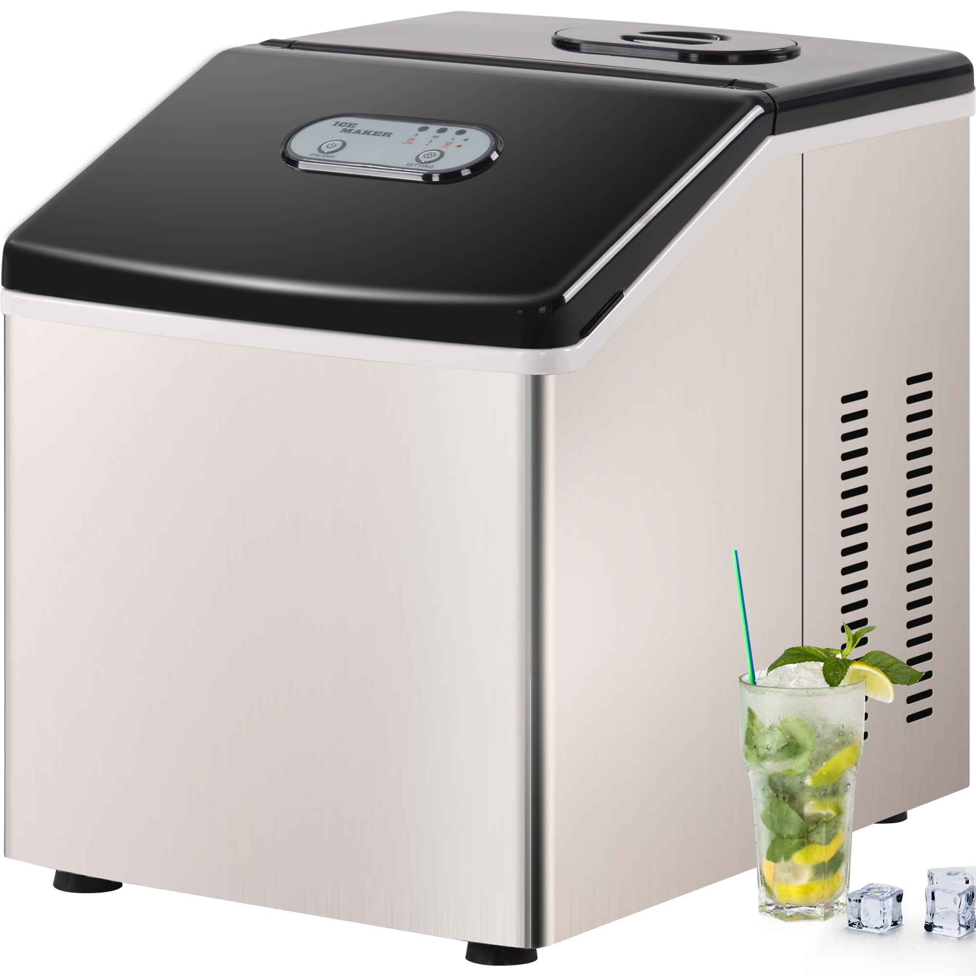 Portable Ice Makers Machine for Countertops, Makes 40 lbs of Ice Per 24  hours, 24 Ice Cubes Ready in 12 Minutes, Stainless Steel Ice Maker w/Ice  Scoop for Home Kitchen Bar Office,