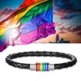 thumbnail image 6 of Vnox Rainbow Bracelets Braided Black PU Leather Pride Bracelet, 6 of 6