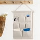 thumbnail image 5 of Bolsa de Almacenamiento Colgante de Tela Organizador de Pared o Puerta con Múltiples Bolsillos, Textura de Lino en Color Beige, Diseño Plegable para Ahorrar Espacio 69x46cm o 53x35cm, 1 Pieza, 5 of 6