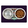thumbnail image 1 of Saying Pet Mat for Food and Water, Feel Free and Every Day in a Shape of Human Face with Mustache Beard Bicycle, Non-Slip Rubber Mat for Dogs and Cats, 18" X 12", by Ambesonne, 1 of 2